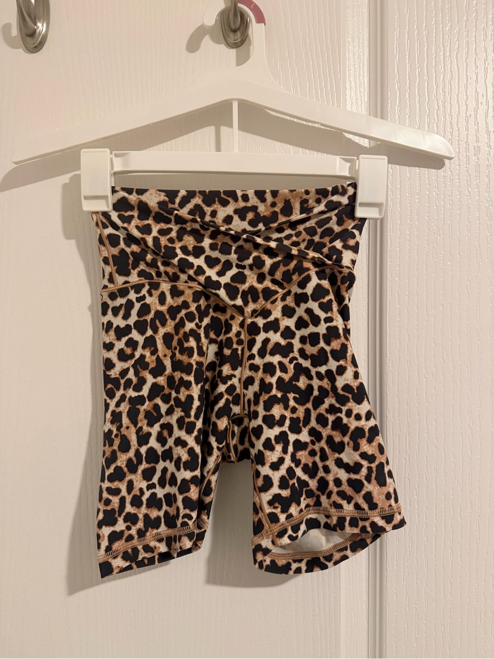 aerie Leopard Print CrossOver Biker Shorts